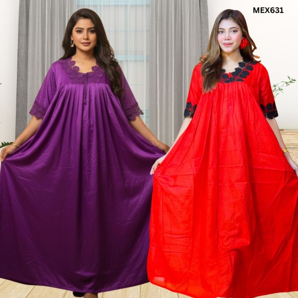 100% Soft Cotton Lais Work Gown Maxi Combo(Set of 2) MEX631